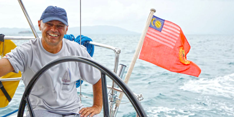 Captain Torsten Lechler sailing a yacht